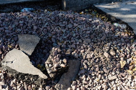 old asphalt with large cracks