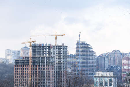 view of Kiev. Old residential buildings overlooking the city.の写真素材