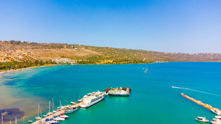 Amazing aerial view of island on Crete, Greece.の写真素材