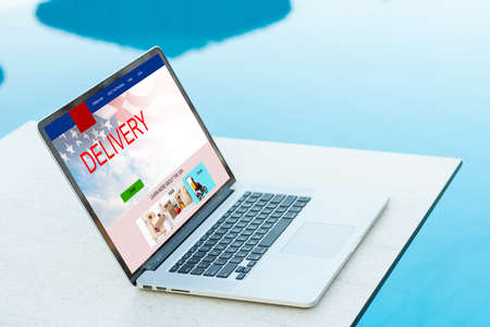 online payment. Holiday shopping. banner deliveryの写真素材