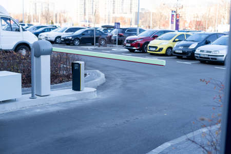 Barrier on the car parking, parking gate.の写真素材