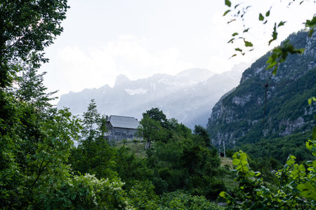 Mountain landscape in national park Theth in the Albanian alps.