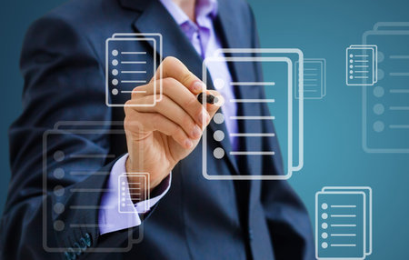 man signing contract with phone hologram. Concept of international business.