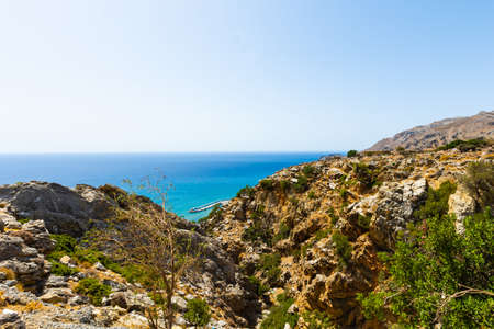 The beach with sea in Southern Crete, Greeceの写真素材