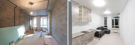 white apartment, sofa gray sunの写真素材