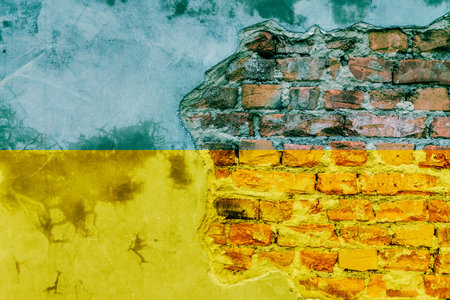 ukraine flag and texture ukraine crisis concept illustrationの写真素材