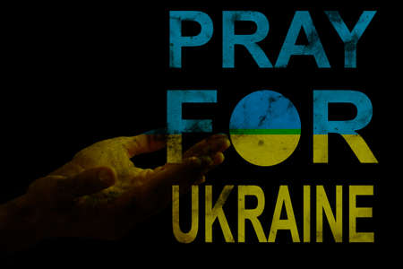 ukraine crisis concept illustration in ukraine flag colorsの写真素材
