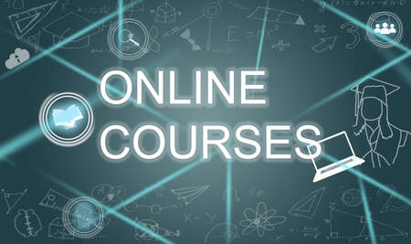 online course, e-learning. Online educationの写真素材