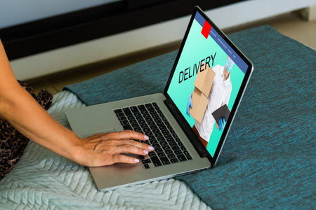 man laptop using , online shopping concept
