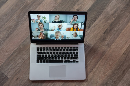 Video Conferencing Call Waving Hello With Hand