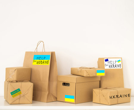 Humanitarian aid to Ukraine because of the war, Charity and assistance to people in need, refugee...