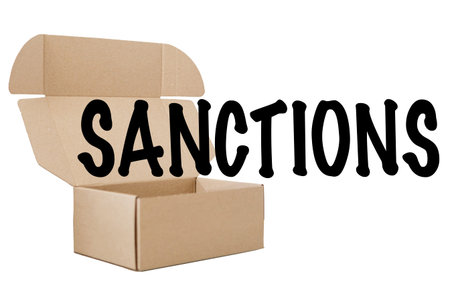 Sanctions, empty boxes on white background. Business.