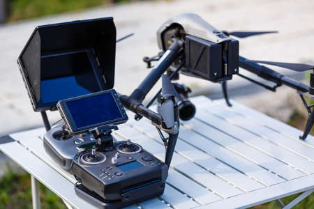 Vlogger equipment for Filming a movie or a video blog Drone Steadicam Camera Stabilizer.の写真素材