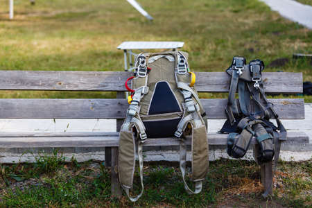 Sport parachutes, packed before jumping, Parachute equipment.の写真素材