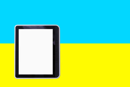 flag of ukraine white tabletの写真素材