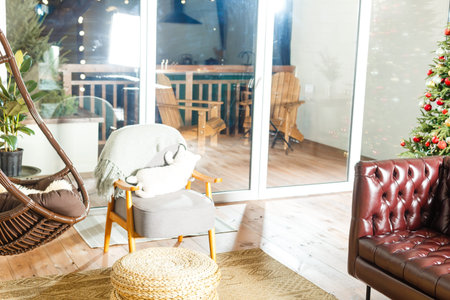 A living room with a leather chair