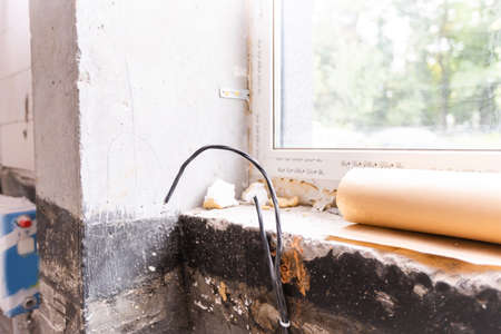 interior construction building site and electrical installationの写真素材