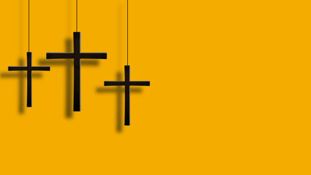 three crosses on a background of walls
