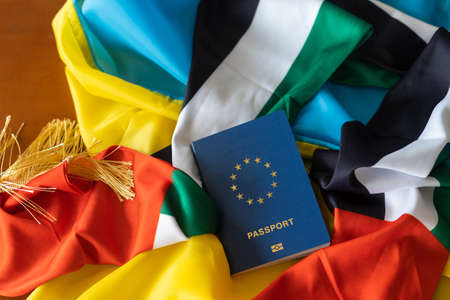 Flag United Arab Emirates and Ukraine.の写真素材
