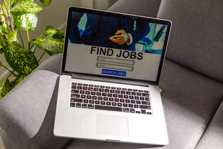 Find Job text on screen Laptopの写真素材