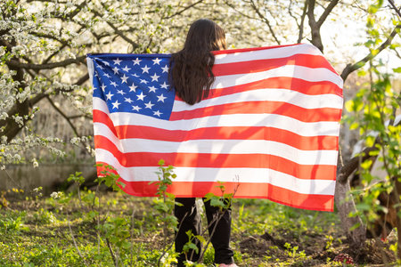 little girl with usa flag