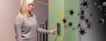 woman is protected from the virus by a dome