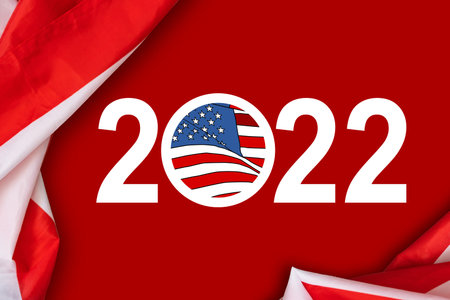 2022 election day in united states. illustration graphic ofunited states flag