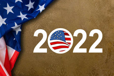 2022 Election campaign buttons with the USA flag - Illustrationの写真素材