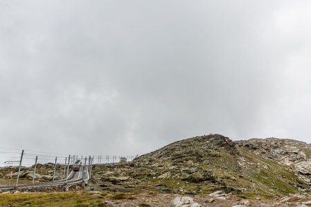Zermatt, Switzerland -The train of Gonergratbahn running to the Gornergrat station in the famous...