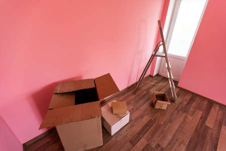 Stepladder in room. Interior renovationの写真素材