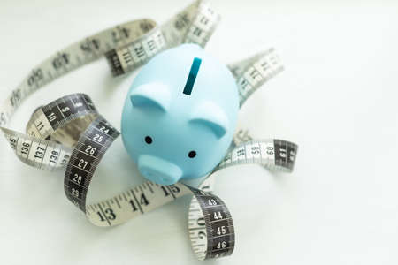 Piggy bank with measure tape.の写真素材