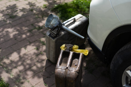 metal diesel jerrycan canister gasoline tank.