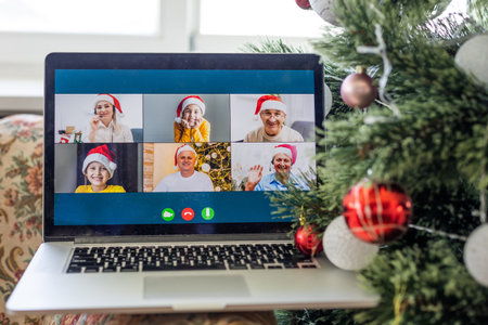 Christmas online holiday remote celebration X mas new year in lockdown