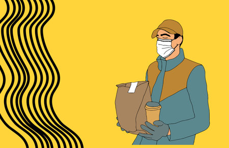 Delivery Service Worker Holding Small Fragile Box, Smiling Courier Delivering Packages Illustration