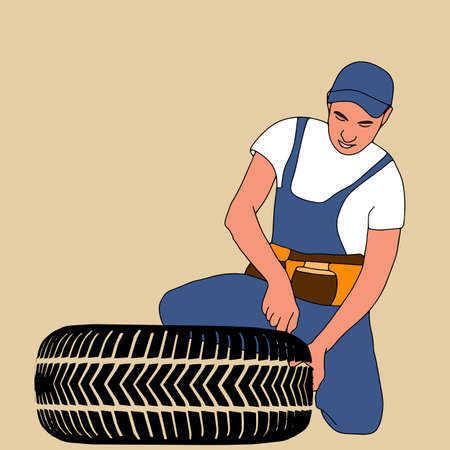 Auto mechanic icons set. Cartoon set of auto mechanic vector icons for web design Car repair service with professional workers. Vehicle and men in uniform.のイラスト素材
