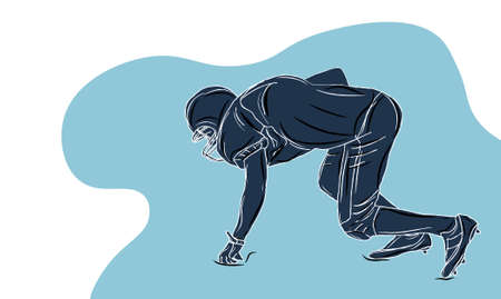 American football player. Quarterback . Super bowl sport theme vector illustration.のイラスト素材