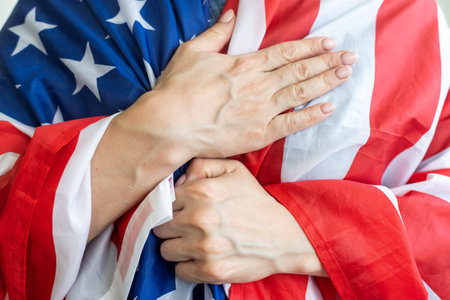woman wearing united states flag