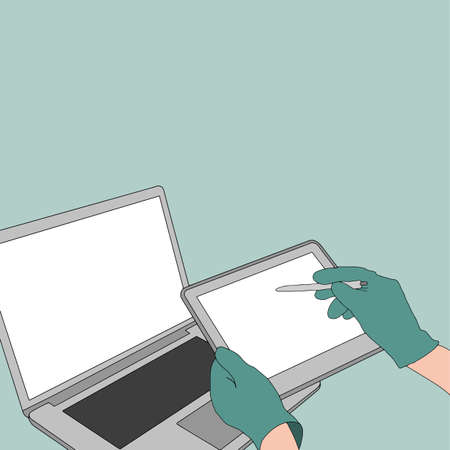 Hand illustration and drawing padのイラスト素材