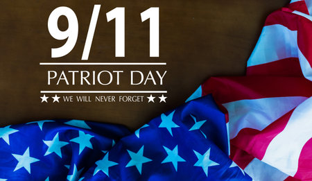9.11 memorial banner with realistic American flag 9.11 memorial banner with realistic American flag