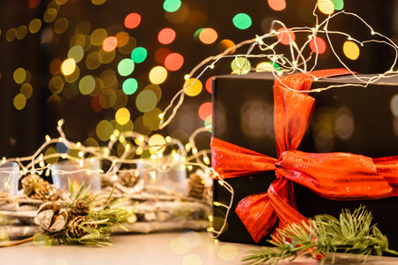 Beautiful composition of Christmas decor on white backgroundの写真素材