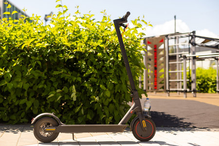 Electric scooter on the roadの写真素材
