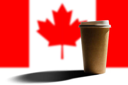 hot drink with Canada flag.の写真素材