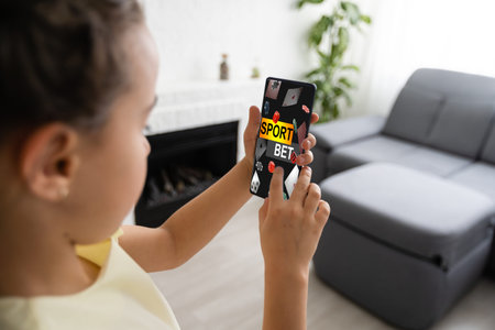 User winning jackpot on online casino app, online games and gambling concept