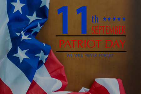 patriot day illustration. We will newer forget 9 11 patriotic illustration with american flagの写真素材