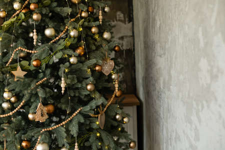Christmas tree the interior. Christmas card decorの写真素材