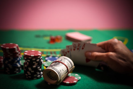 man playing blackjack at the table