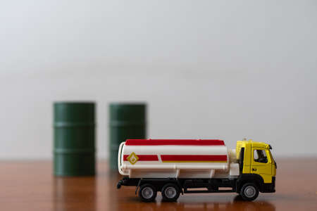 Toy car the truck with canisterの写真素材
