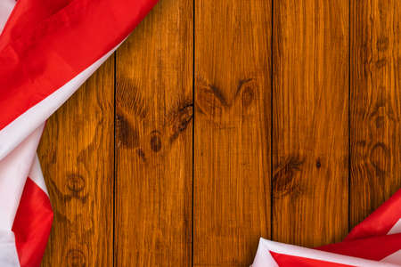 United States Flag on a rustic wooden table with copyspaceの写真素材