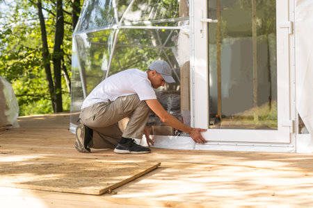 installation of domed on the ground, consisting of steel profiles and plastic