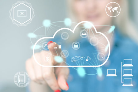 Cloud technology icon for online shopping global business concept.